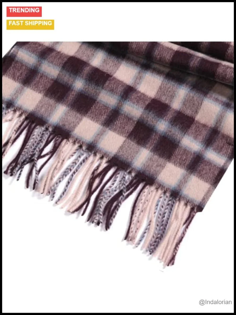 100% Wool Plaid Scarf, Winter Warm Long Scarf for Cold Weather